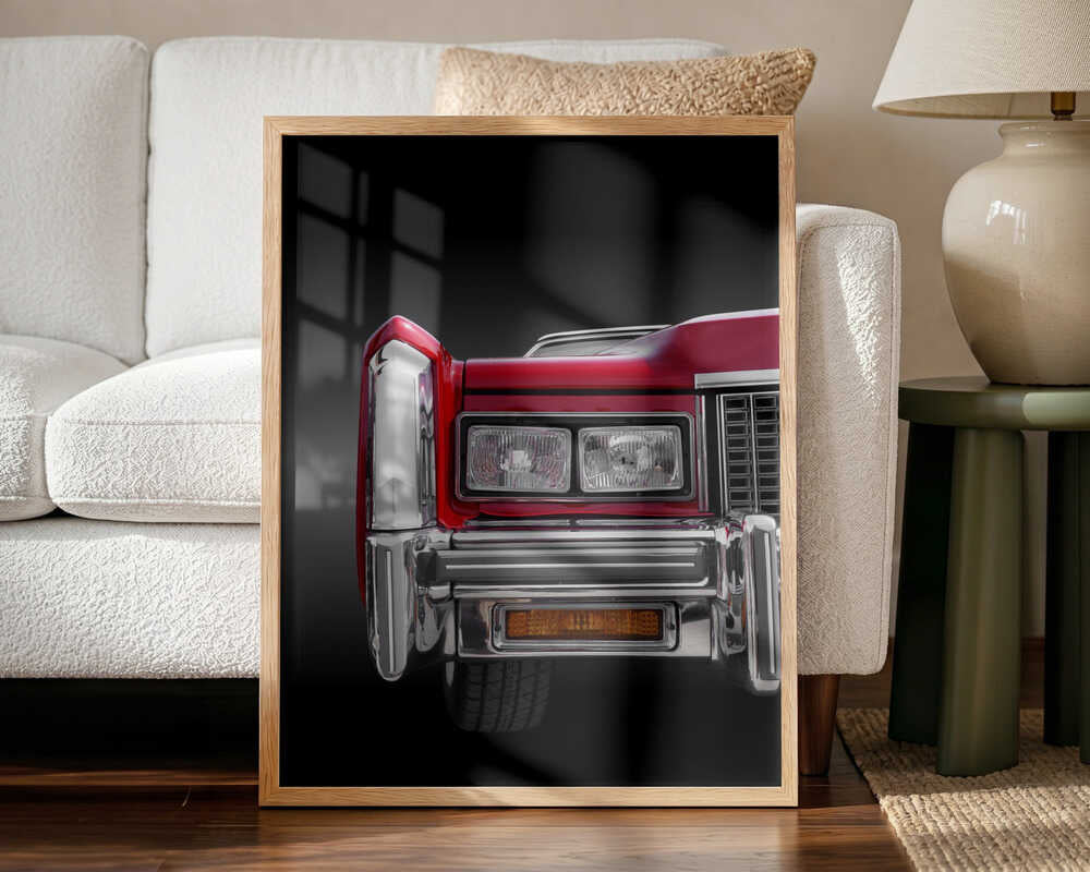 Red Classic Car Front Art Print UK — Vintage Elegant Wall Art — Living Room — Wall It All Prints