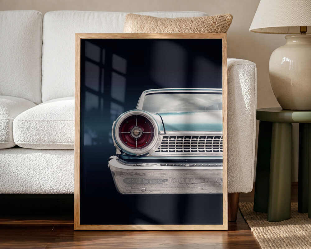 Classic Car Headlight Art Print UK — Vintage Elegant Wall Art — Living Room — Wall It All Prints