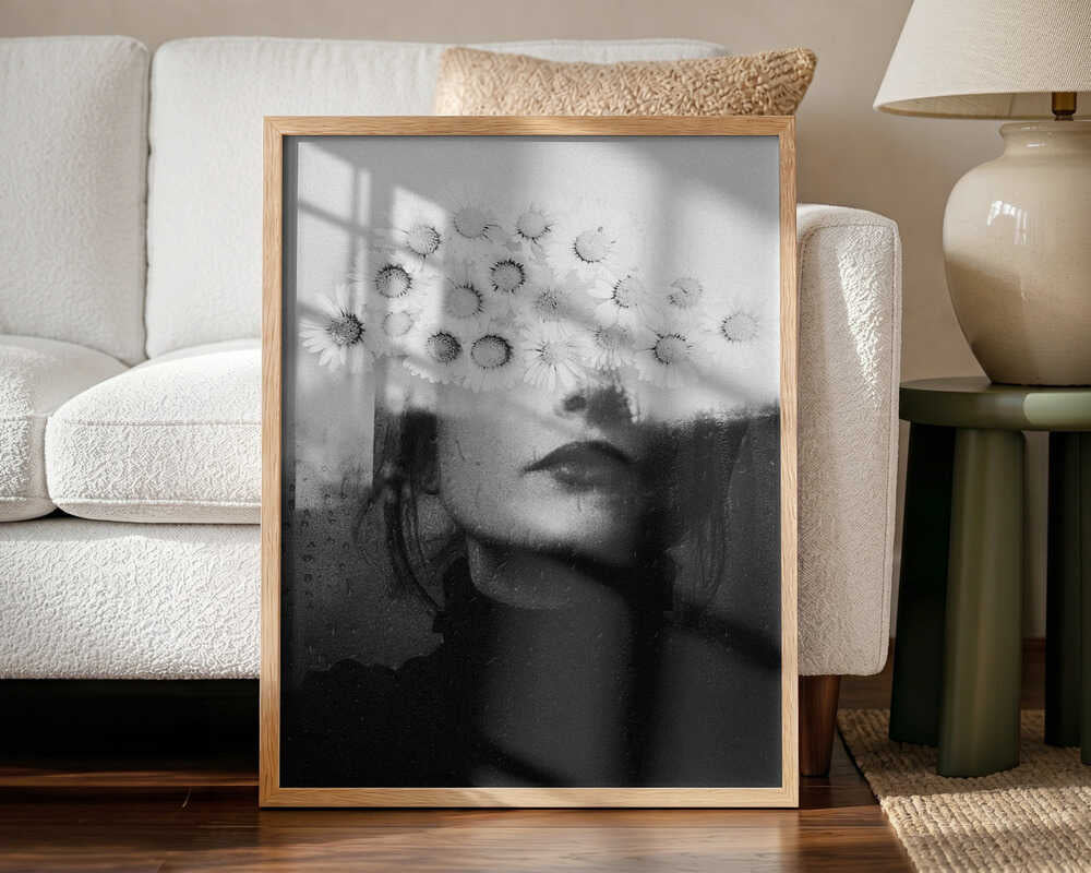 Daisy Dream Portrait Art Print UK — Botanical Dark Wall Art — Living Room — Wall It All Prints