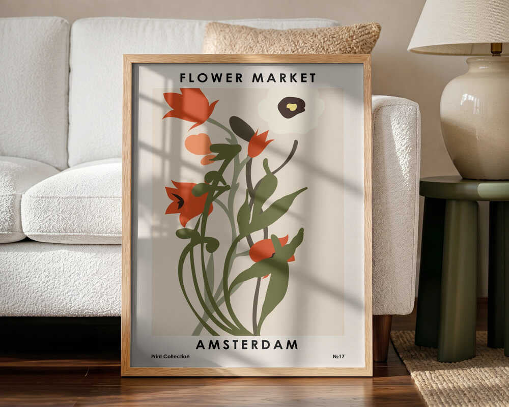 Flower Market Amsterdam Art Print UK — Botanical Minimal Wall Art — Office — Wall It All Prints