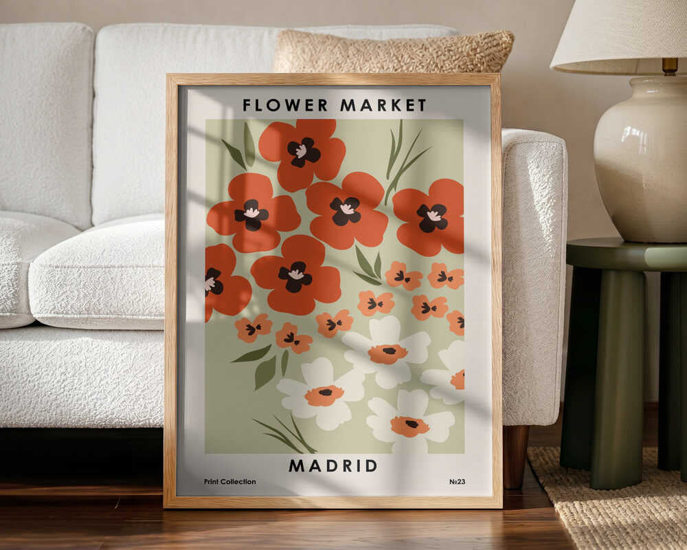 Flower Market Madrid Art Print UK — Botanical Vibrant Wall Art — Bathroom — Wall It All Prints
