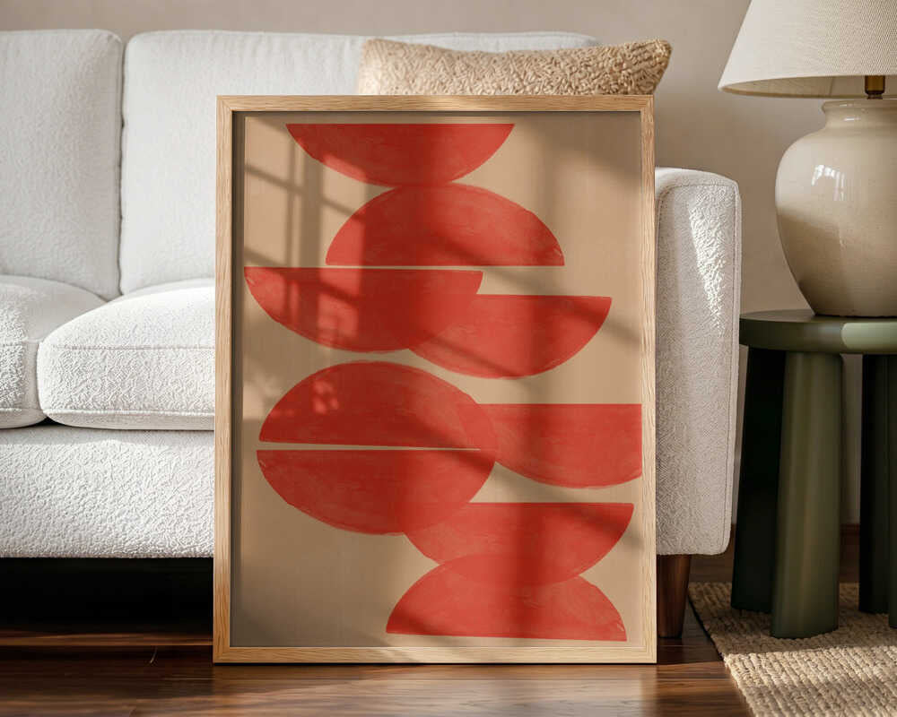 Crimson Symmetry Art Print UK — Abstract Minimal Wall Art — Office — Wall It All Prints
