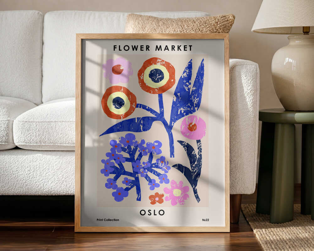 Flower Market. Oslo Art Print UK — Botanical Vibrant Wall Art — Living Room — Wall It All Prints