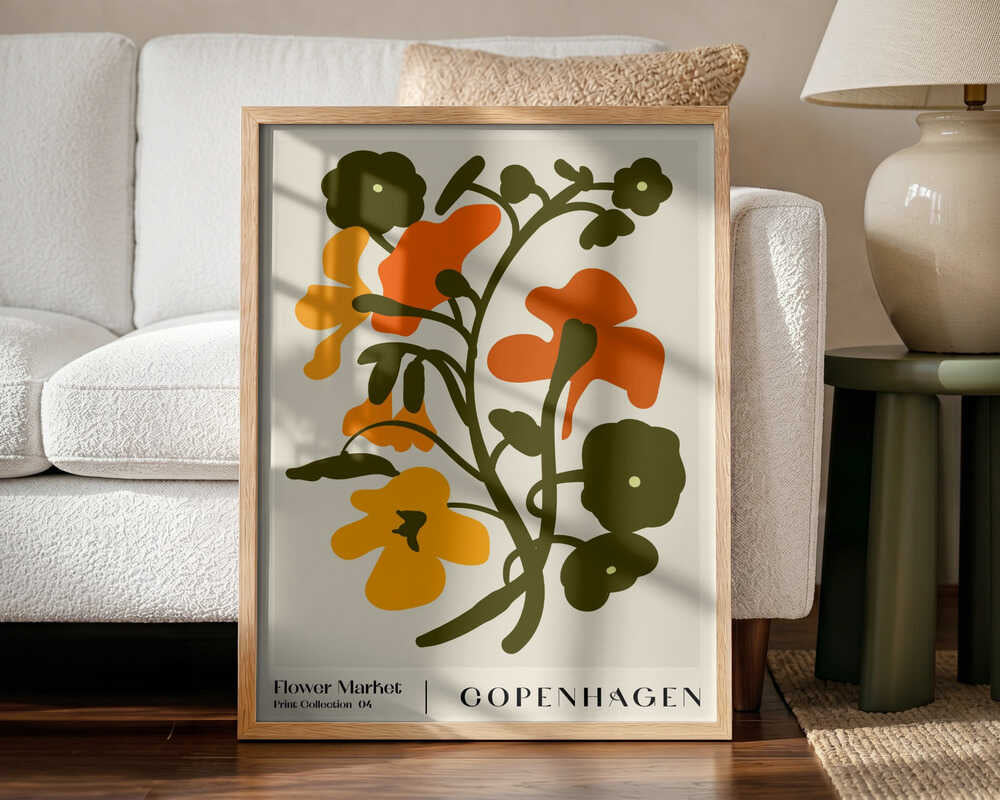 Flower Market. Copenhagen Art Print UK — Botanical Vibrant Wall Art — Office — Wall It All Prints