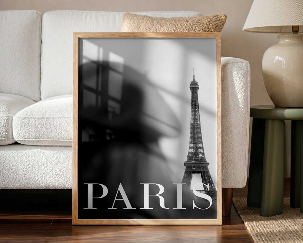 Classic Paris Tower View Art Print UK — Portrait Dark Wall Art — Living Room — Wall It All Prints