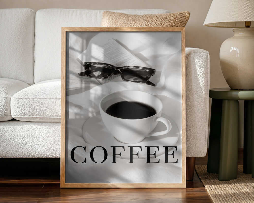 Morning Coffee And Book Art Print UK — Abstract Dark Wall Art — Bedroom — Wall It All Prints