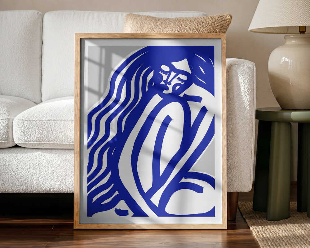 Blue Contours Art Print UK — Abstract Vibrant Wall Art — Office — Wall It All Prints