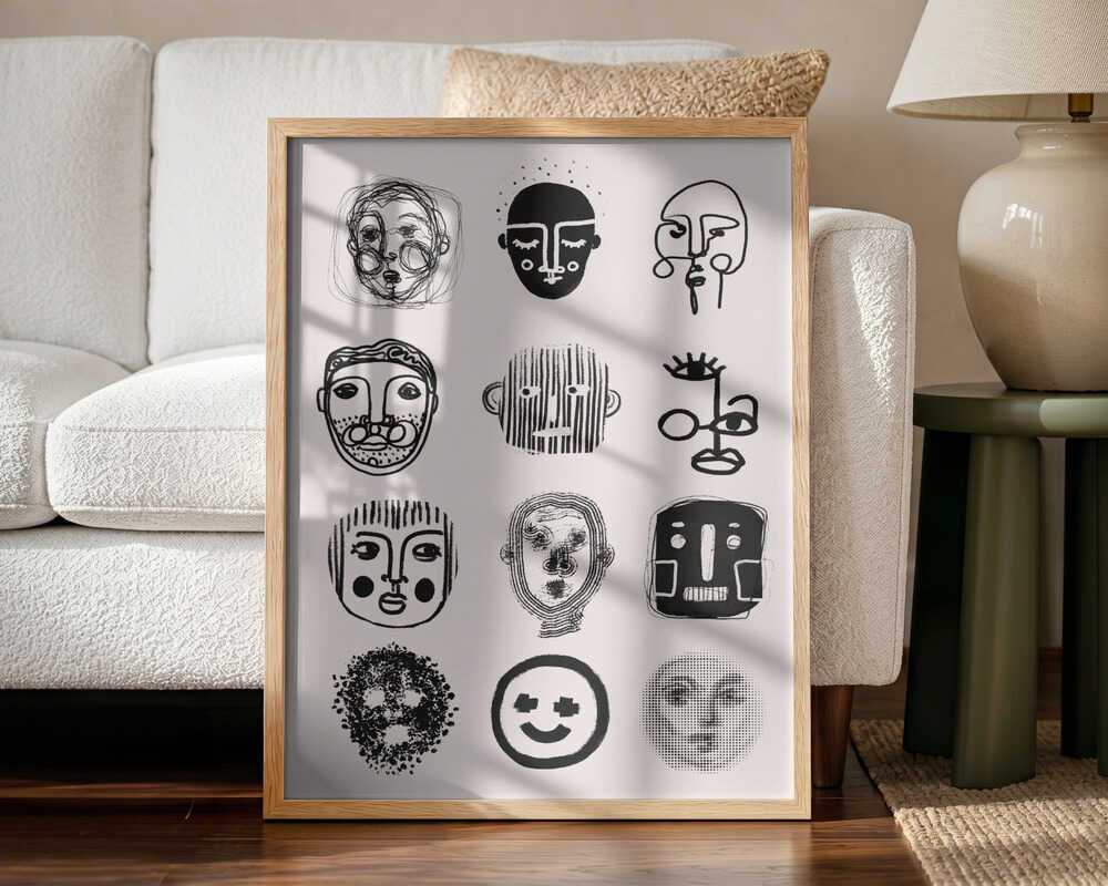 Faces of Emotion Art Print UK — Abstract Vibrant Wall Art — Office — Wall It All Prints