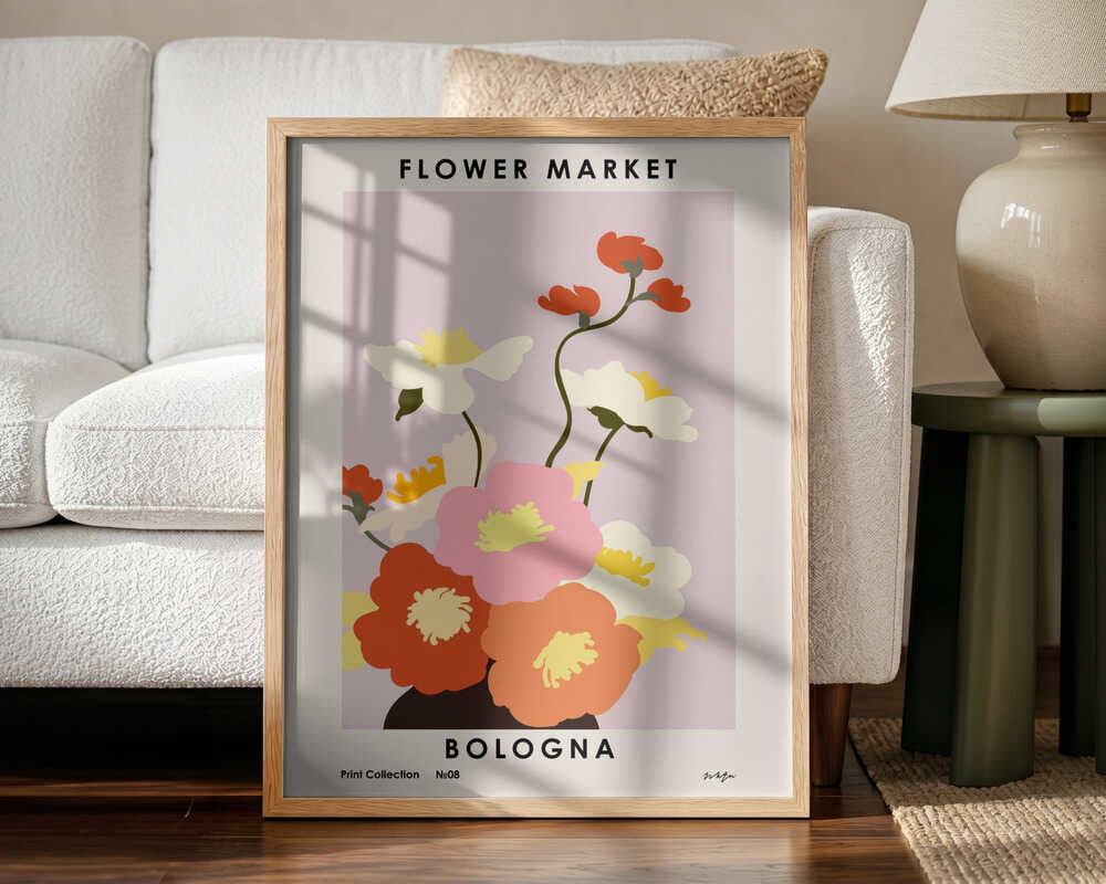Flower Market. Bologna Art Print UK — Botanical Vibrant Wall Art — Office — Wall It All Prints