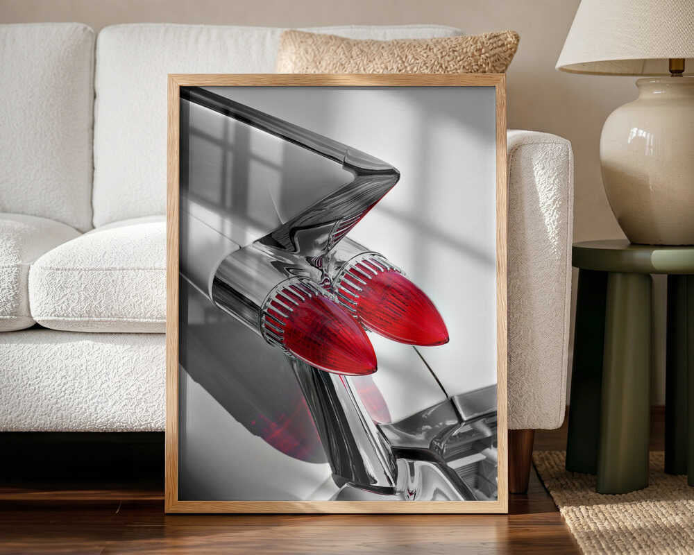 Red Rocket Taillights Art Print UK — Vintage Vibrant Wall Art — Living Room — Wall It All Prints
