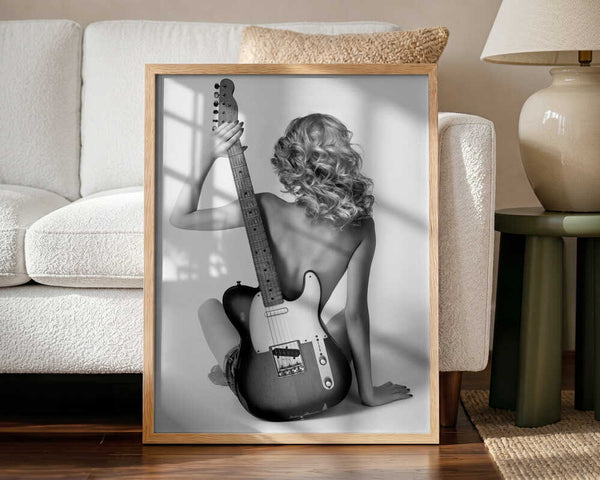 Woman and Her Guitar Art Print UK — Portrait Vibrant Wall Art — Living Room — Wall It All Prints