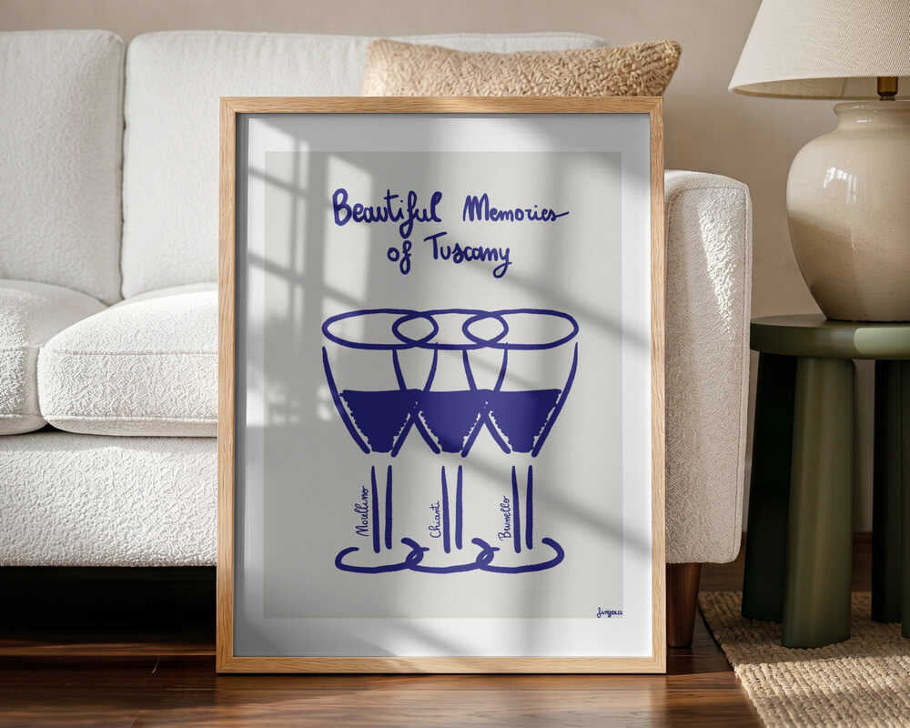 Tuscan Wine Memories Art Print UK — Abstract Minimal Wall Art — Kitchen — Wall It All Prints