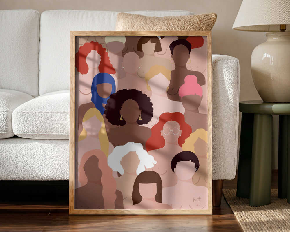 Celebrating Diverse Women Art Print UK — Abstract Vibrant Wall Art — Living Room — Wall It All Prints
