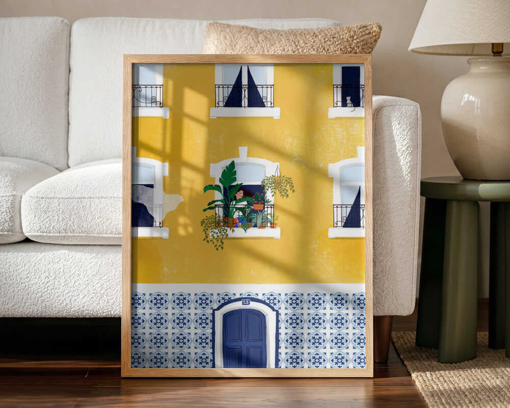 Bright Urban Balcony Art Print UK — Botanical Vibrant Wall Art — Living Room — Wall It All Prints