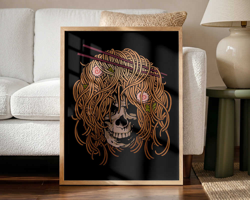 Spooky Ramen Skull Art Print UK — Japanese Dark Wall Art — Kitchen — Wall It All Prints