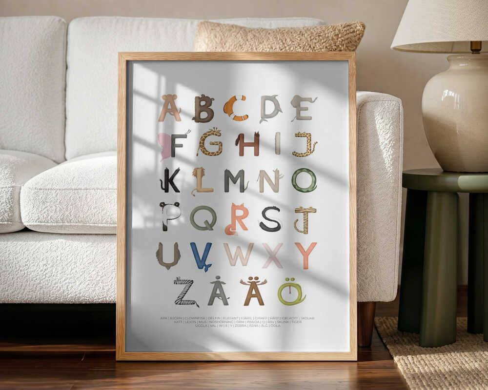 Playful Animal Alphabet Art Print UK — Abstract Vibrant Wall Art — Nursery — Wall It All Prints