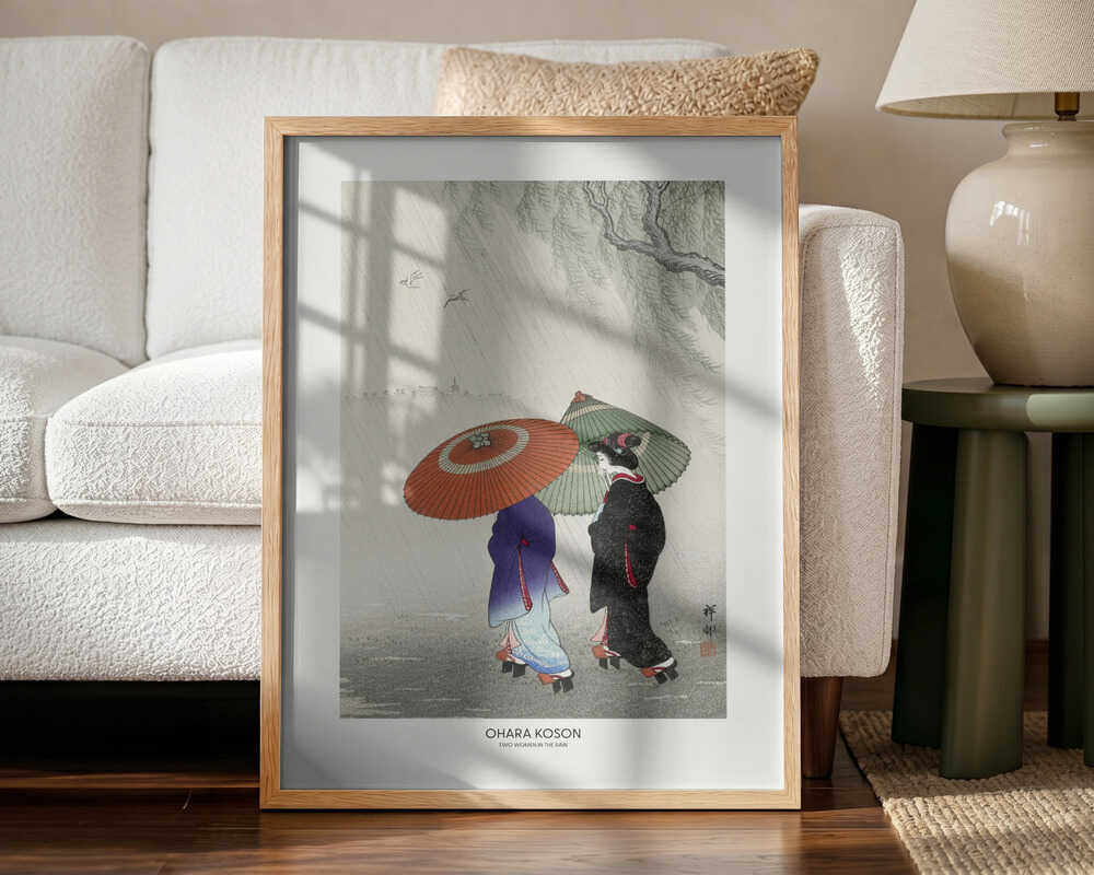 Two Women In The Rain Art Print UK — Japanese Vibrant Wall Art — Living Room — Wall It All Prints
