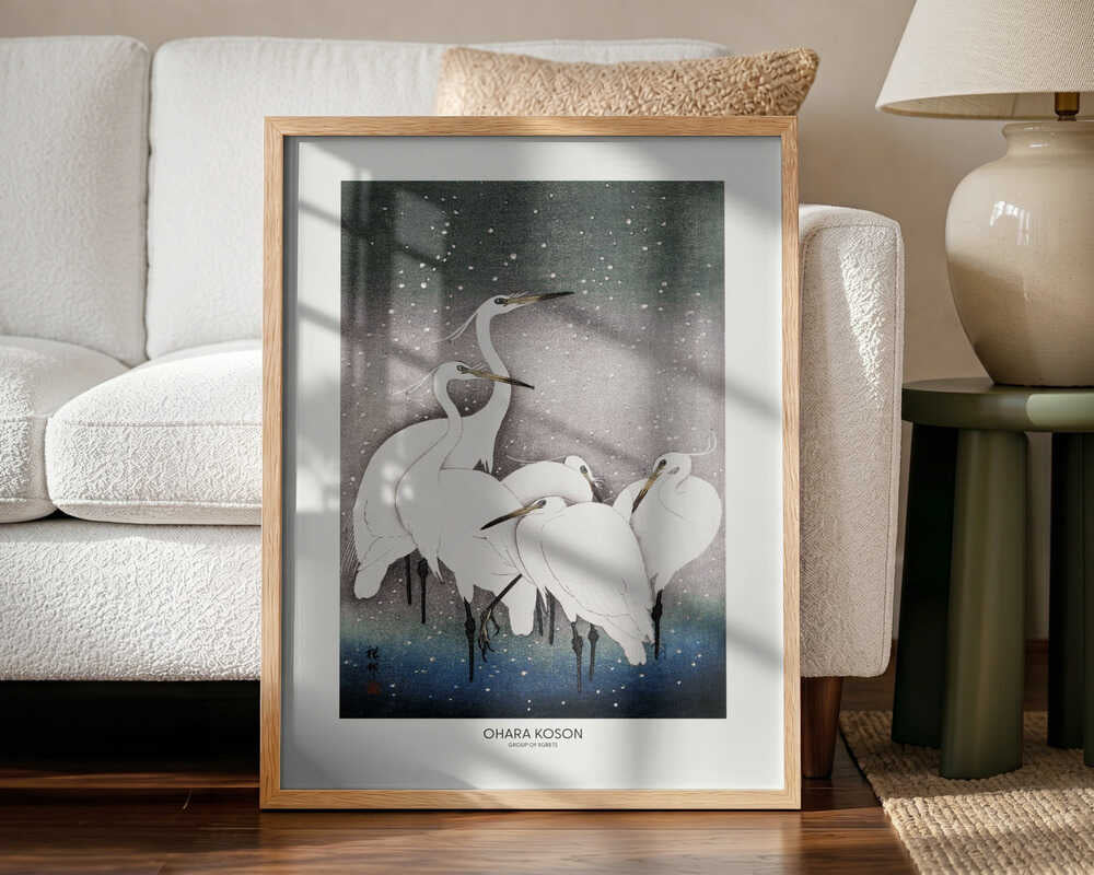 Group Of Egrets Art Print UK — Japanese Vibrant Wall Art — Living Room — Wall It All Prints