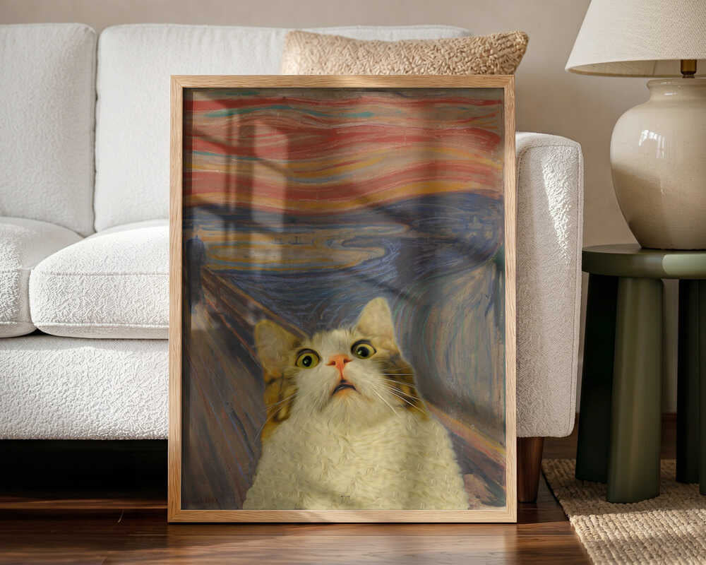 The Screaming Cat Art Print UK — Portrait Vibrant Wall Art — Living Room — Wall It All Prints
