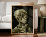 Head of a skeleton with a burning cigarette