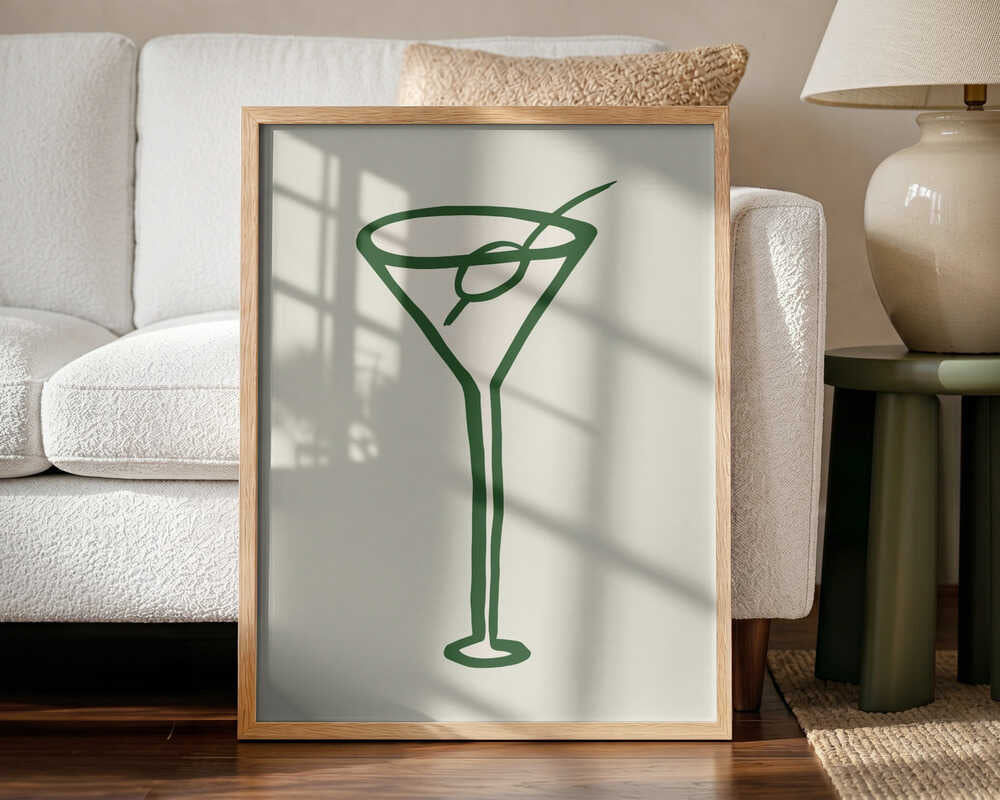 Classic Green Martini Art Print UK — Food Fresh Wall Art — Kitchen — Wall It All Prints