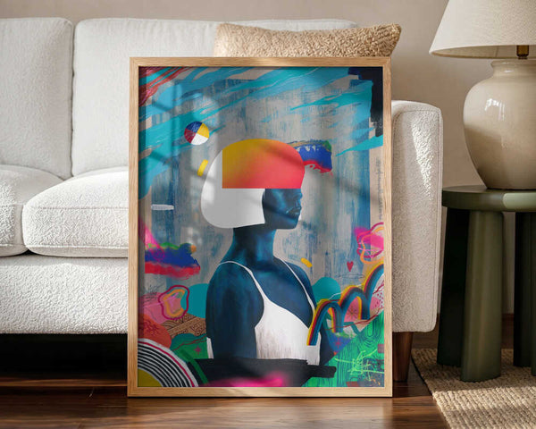 Vibrant Abstract Woman Art Print UK — Portrait Vibrant Wall Art — Living Room — Wall It All Prints