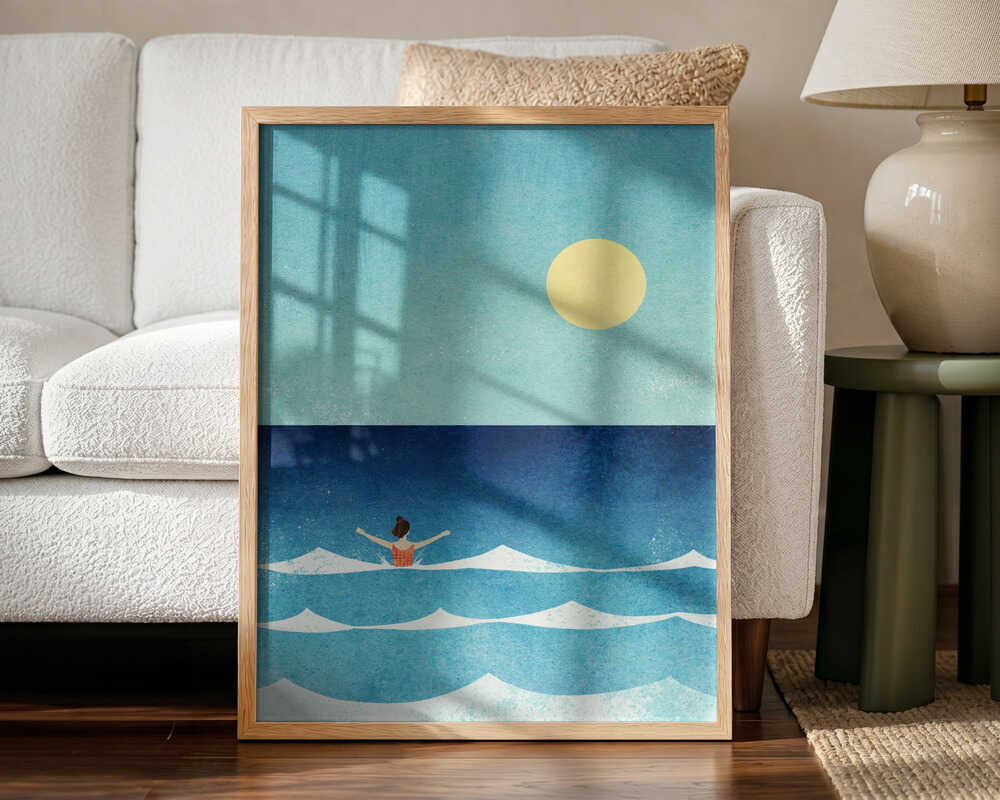 Sunny Ocean Swim Art Print UK — Portrait Vibrant Wall Art — Living Room — Wall It All Prints