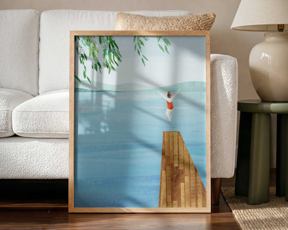 Summer Lake Jump Art Print UK — Abstract Vibrant Wall Art — Living Room — Wall It All Prints