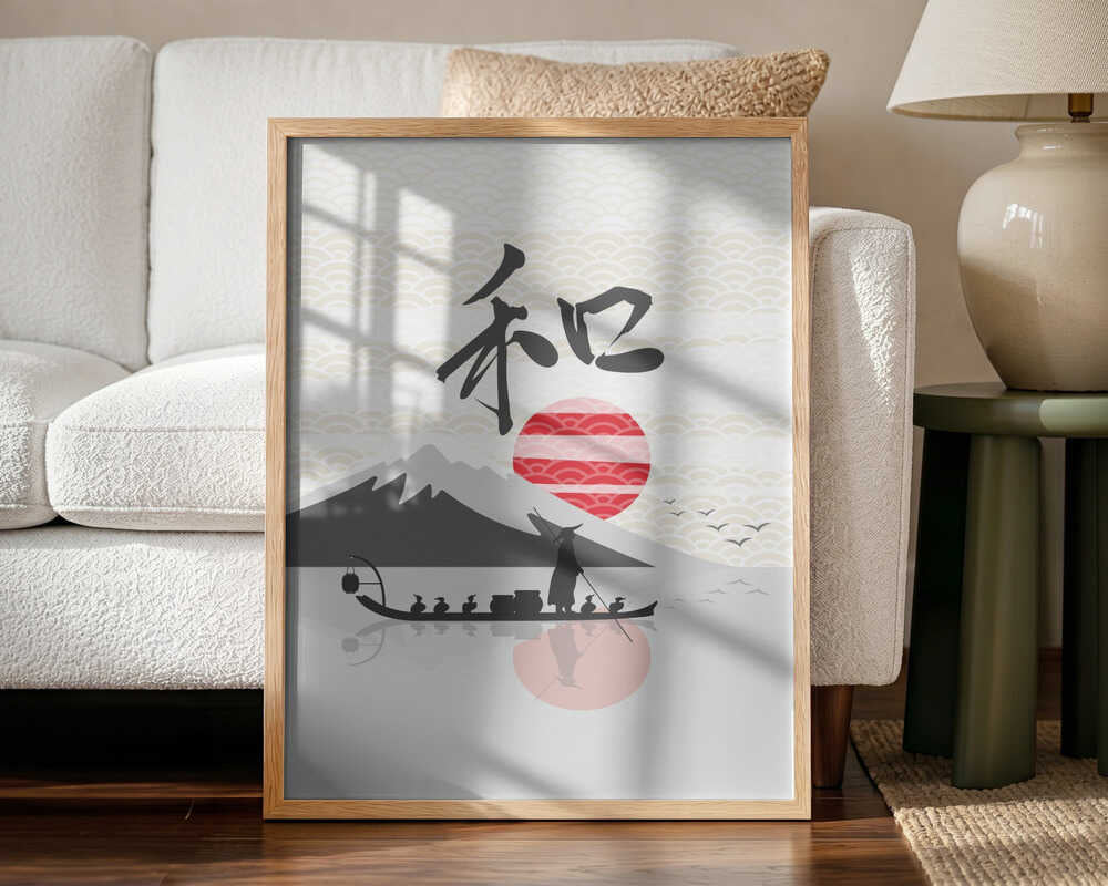 Japanese Harmony Landscape Art Print UK — Japanese Dark Wall Art — Living Room — Wall It All Prints