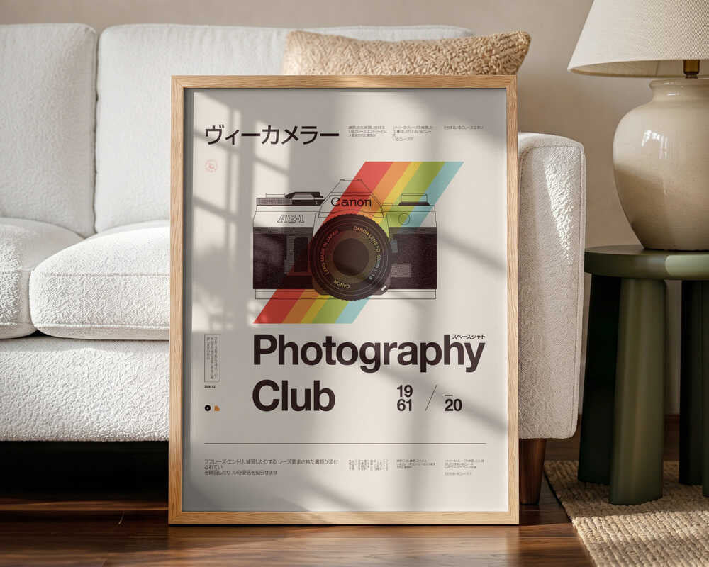 Retro Photography Club Art Print UK — Abstract Vibrant Wall Art — Living Room — Wall It All Prints