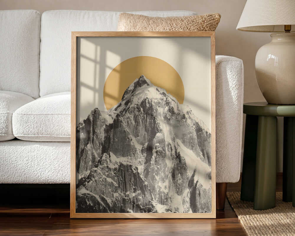 Golden Mountain Peak Art Print UK — Landscape Vibrant Wall Art — Living Room — Wall It All Prints
