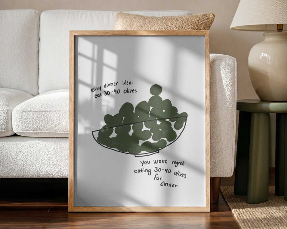 Olive Dinner Delight Art Print UK — Abstract Vibrant Wall Art — Kitchen — Wall It All Prints