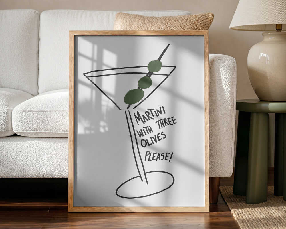 Olive Trio Martini Art Print UK — Abstract Vibrant Wall Art — Kitchen — Wall It All Prints