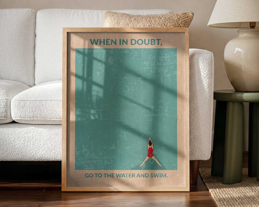 Woman Swimming Pool Art Print UK — Portrait Vibrant Wall Art — Living Room — Wall It All Prints