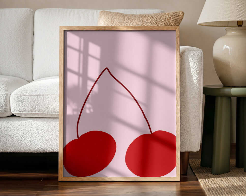 Cherry Duo Delight Art Print UK — Abstract Vibrant Wall Art — Kitchen — Wall It All Prints
