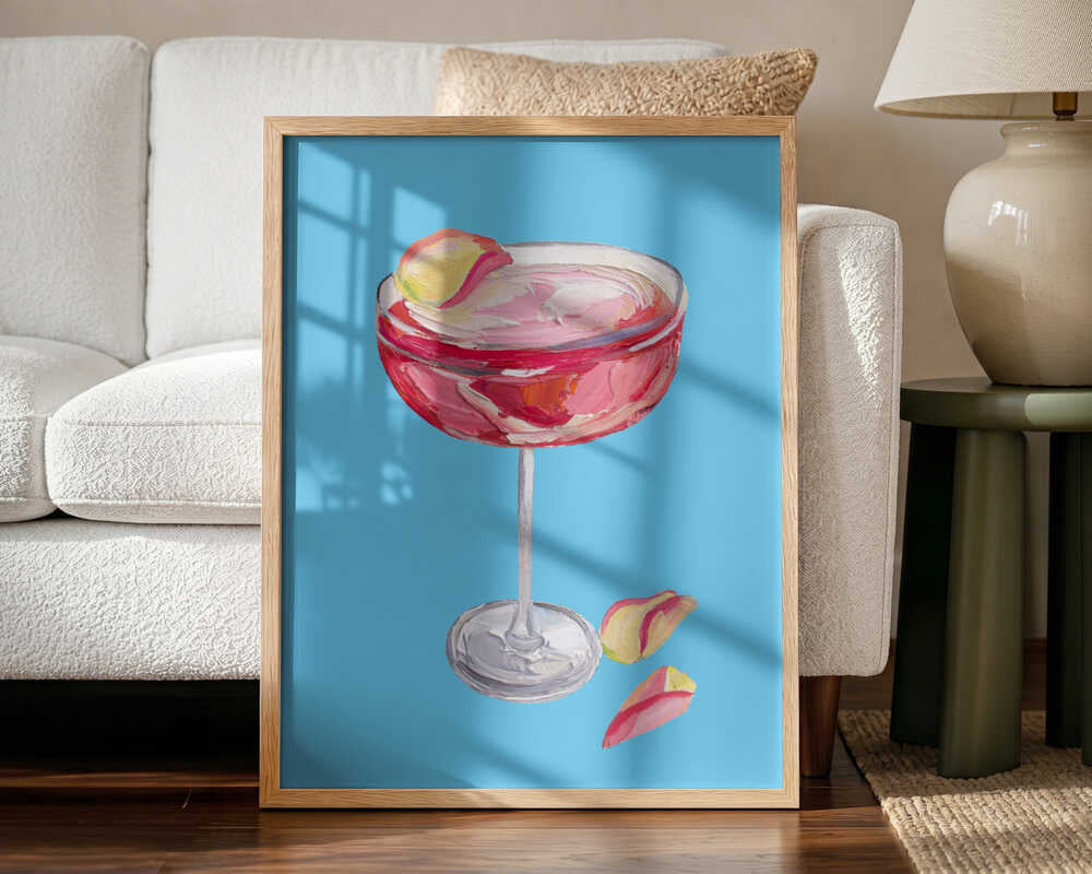 Vibrant Pink Cocktail Art Print UK — Food Vibrant Wall Art — Kitchen — Wall It All Prints