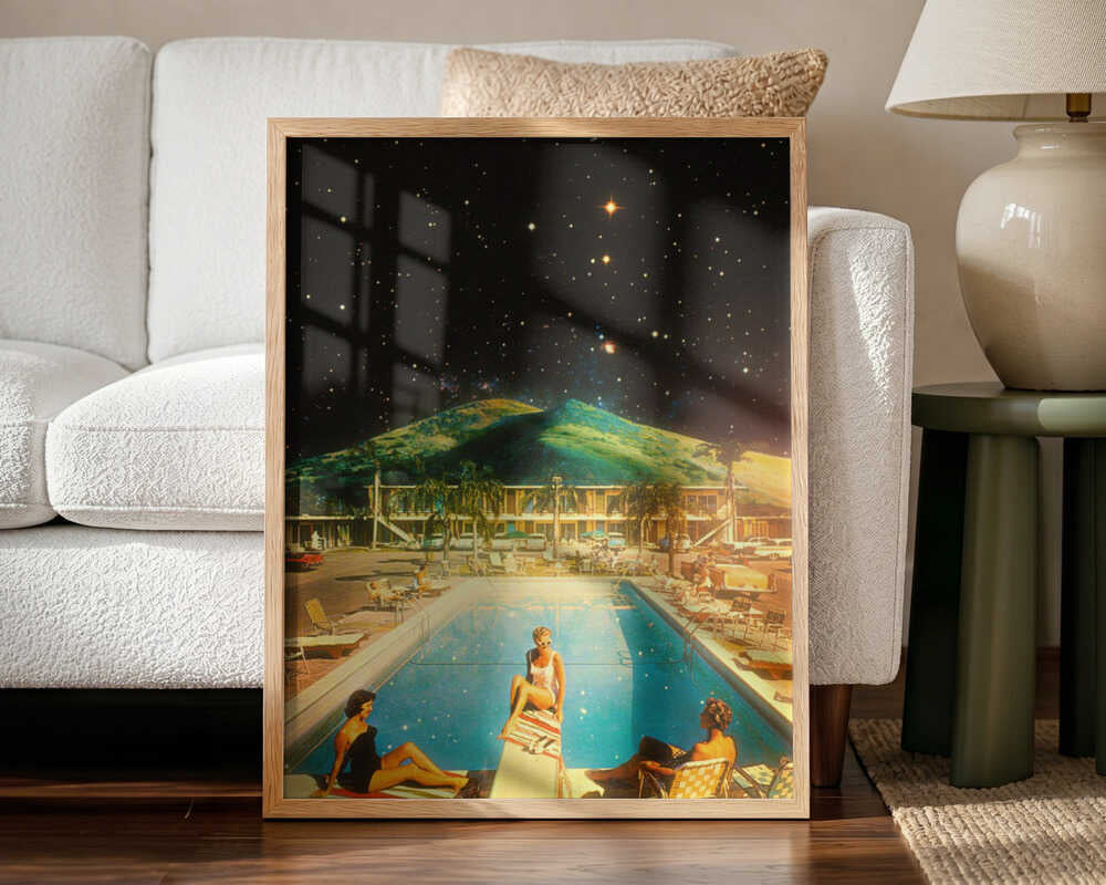 Space Pool Art Print UK — Portrait Warm Wall Art — Bathroom — Wall It All Prints