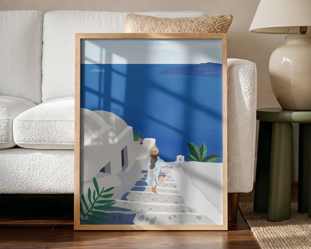 Into the Blue Art Print UK — Botanical Minimal Wall Art — Office — Wall It All Prints