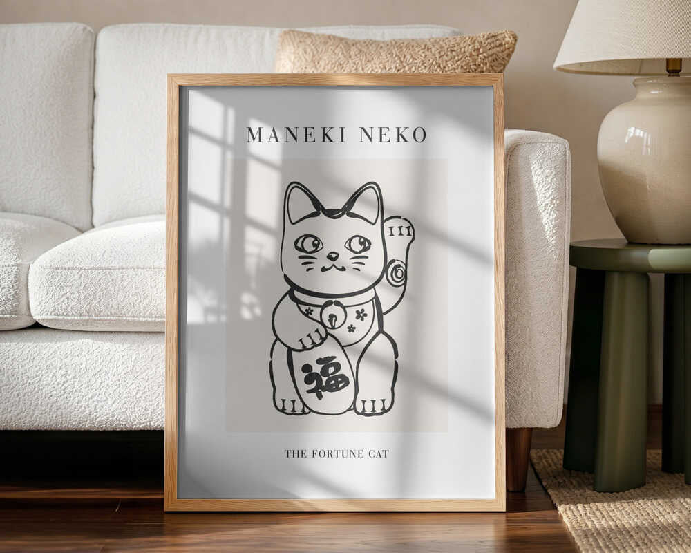 Maneki Neko Fortune Cat Art Print UK — Abstract Vibrant Wall Art — Living Room — Wall It All Prints