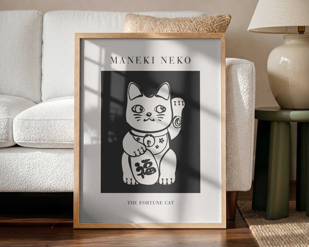 Maneki Neko Fortune Cat Art Print UK — Japanese Vibrant Wall Art — Living Room — Wall It All Prints
