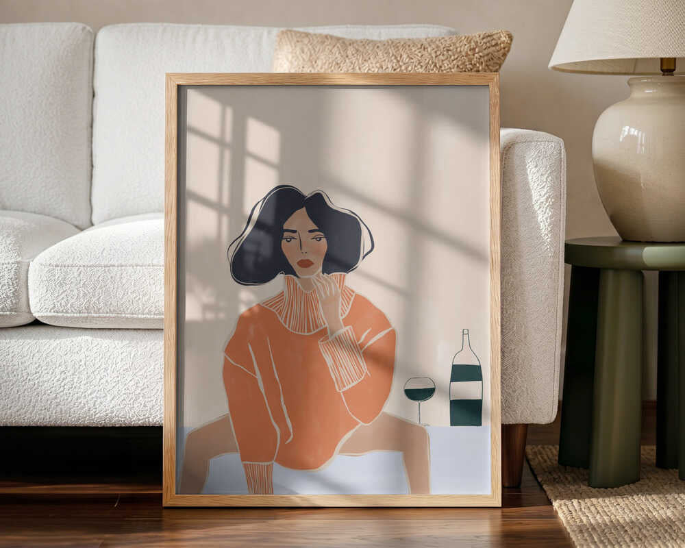 Orange Sweater Chic Art Print UK — Abstract Dark Wall Art — Kitchen — Wall It All Prints