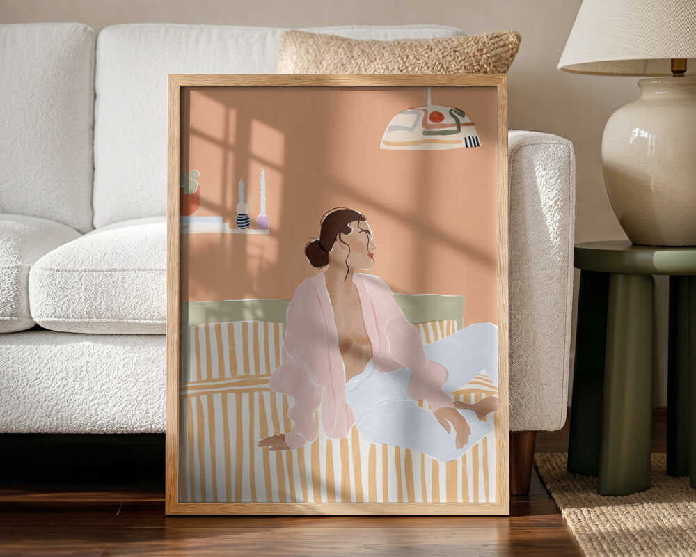 Relaxed Morning in Bedroom Art Print UK — Portrait Vibrant Wall Art — Bedroom — Wall It All Prints