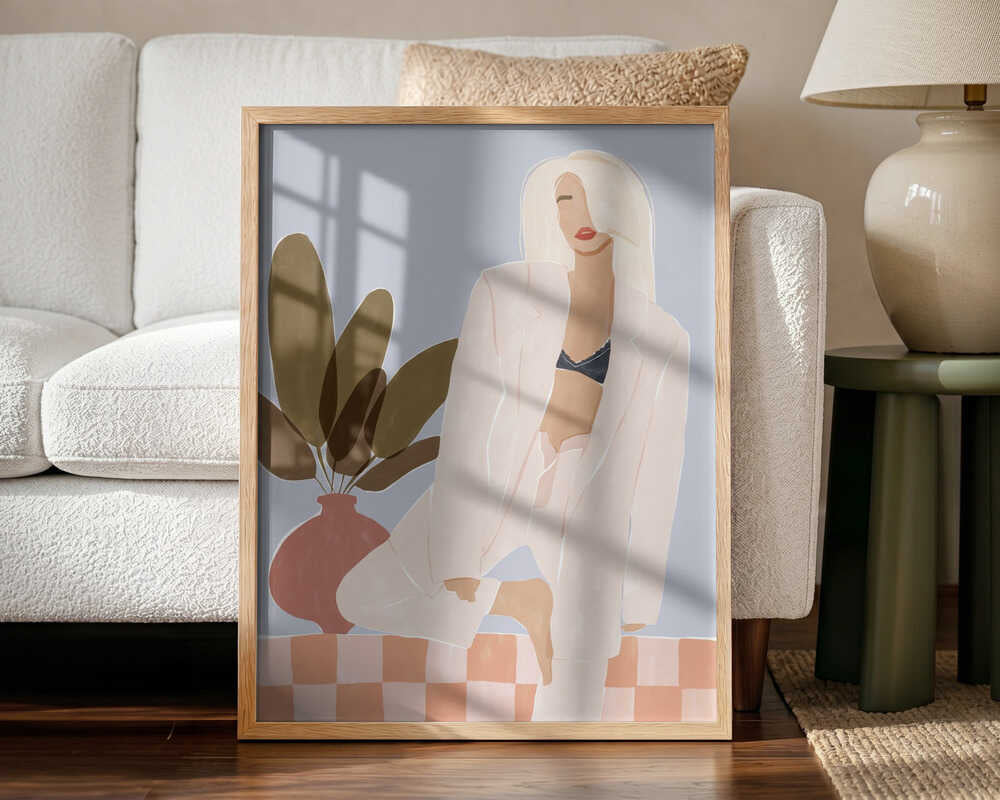 Blonde Fashion Confidence Art Print UK — Japanese Vibrant Wall Art — Bathroom — Wall It All Prints