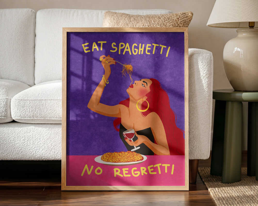 Eat spaghetti no regretti Art Print UK — Abstract Vibrant Wall Art — Kitchen — Wall It All Prints