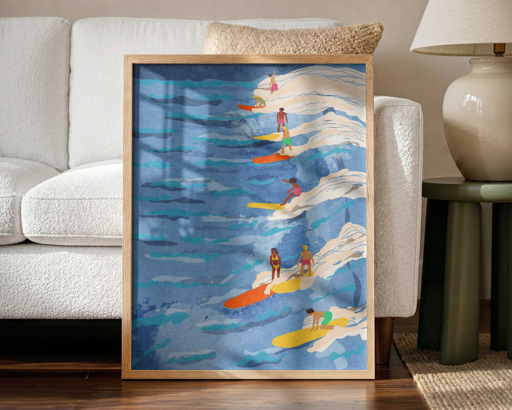 chilled surfing Art Print UK — Portrait Vibrant Wall Art — Living Room — Wall It All Prints