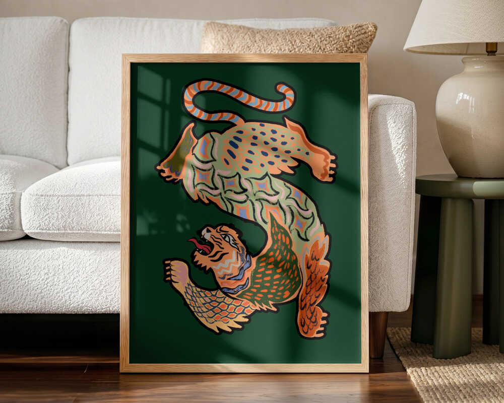 Asiantiger Green Art Print UK — Abstract Vibrant Wall Art — Living Room — Wall It All Prints