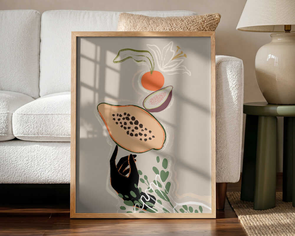 Balancing Fruits Art Print UK — Food Vibrant Wall Art — Kitchen — Wall It All Prints
