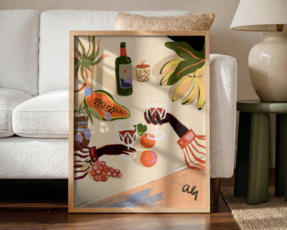 Cheers To You Art Print UK — Botanical Vibrant Wall Art — Kitchen — Wall It All Prints