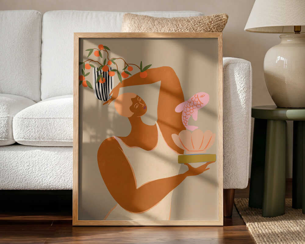 Fish And Oranges Art Print UK — Animal Vibrant Wall Art — Kitchen — Wall It All Prints