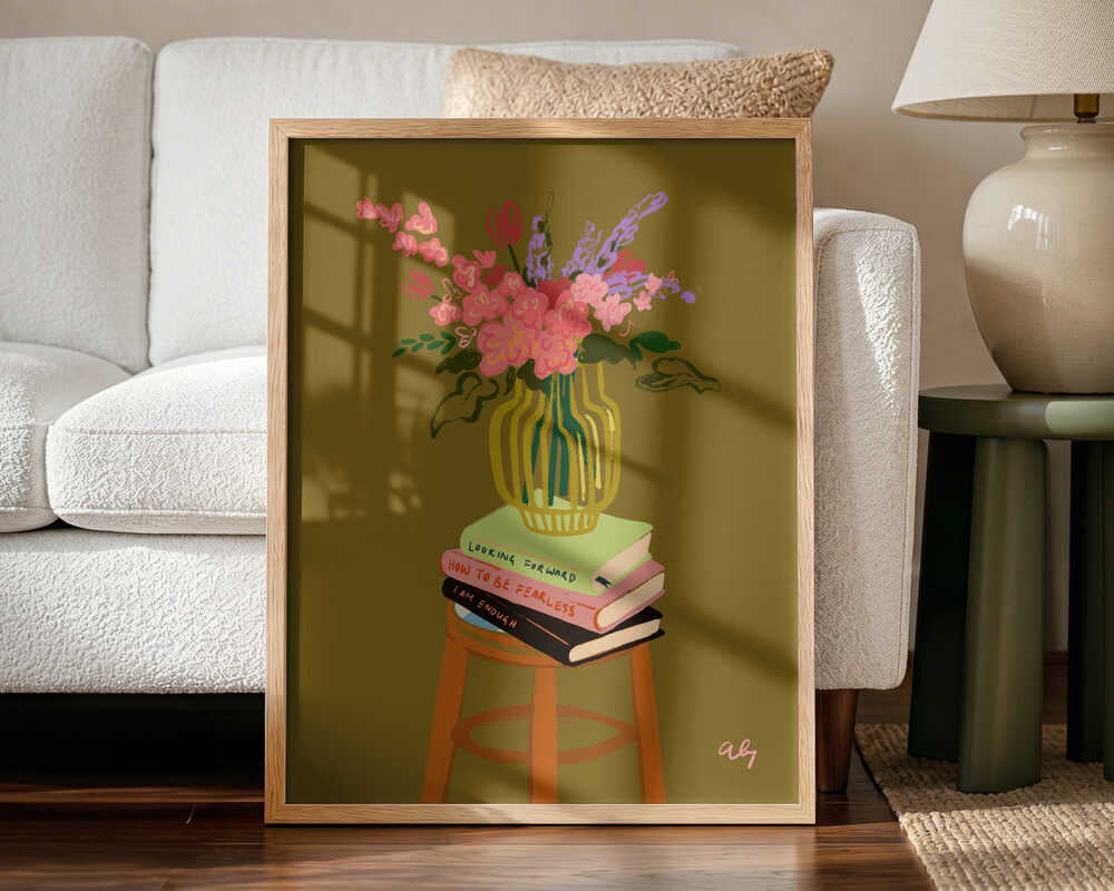 Floral Vase Art Print UK — Botanical Vibrant Wall Art — Living Room — Wall It All Prints